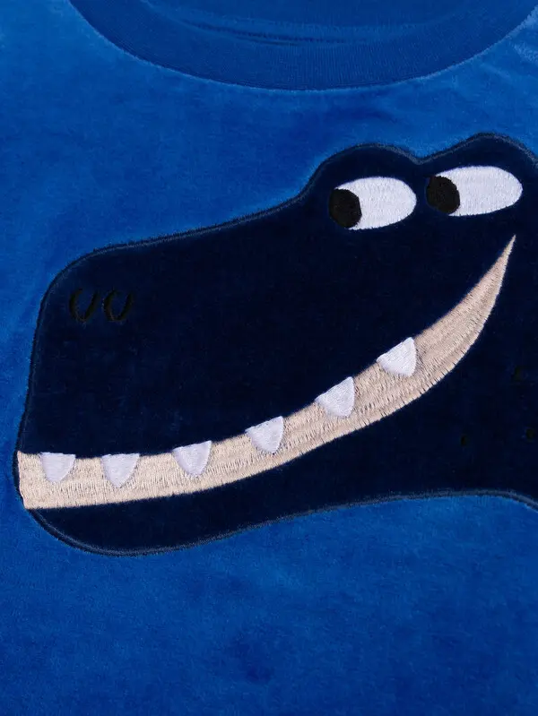 Velour Dinosaur Graphic Pajama Set with 3D Spikes 6 Image