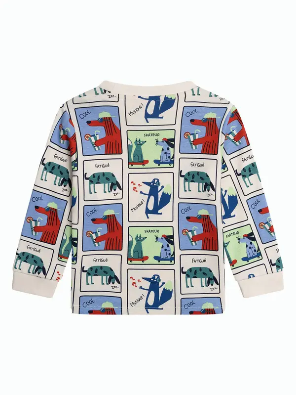 Comic-Strip Print Long-Sleeved Pajama Set 4 Image