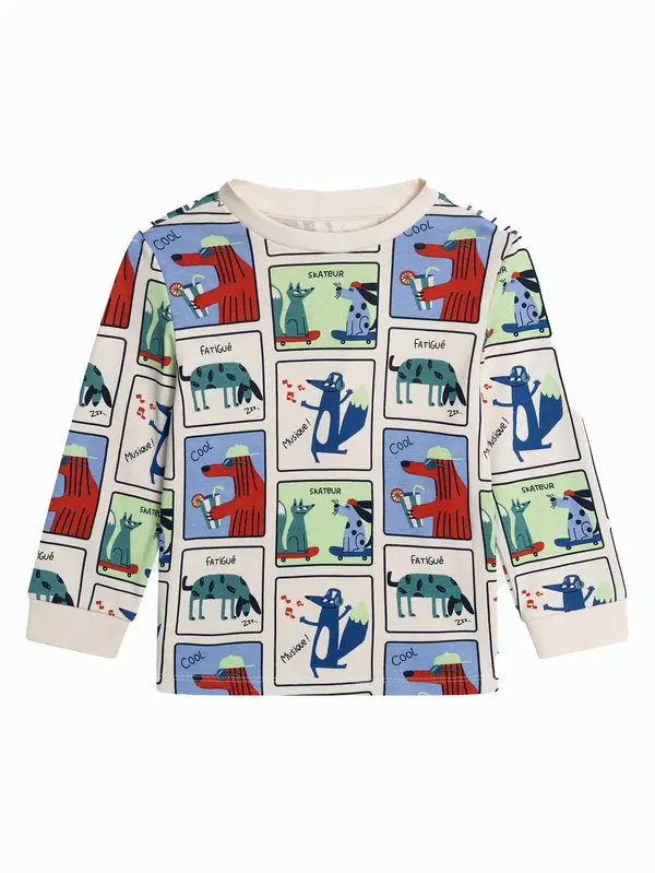Comic-Strip Print Long-Sleeved Pajama Set 5 Image