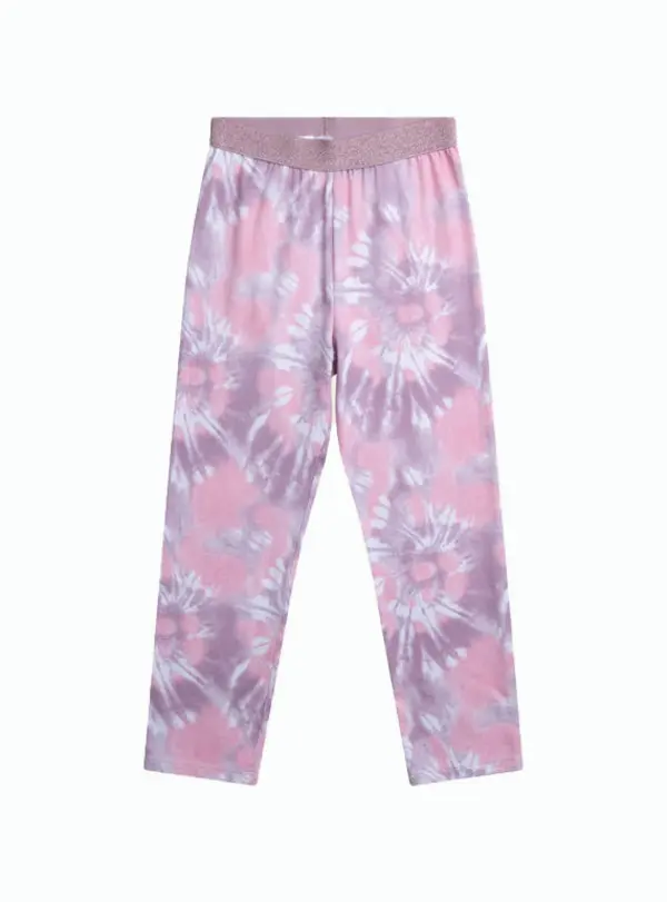 Unicorn Graphic Long-Sleeved Pajama Set with Tie-Dye Pants 3 Image