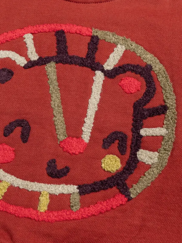 Colorblock Sweatshirt with Embroidered Lion Graphic 2 Image