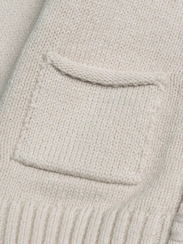 Chevron-Pattern Knit Cardigan with Zipper and Pockets 3 Image