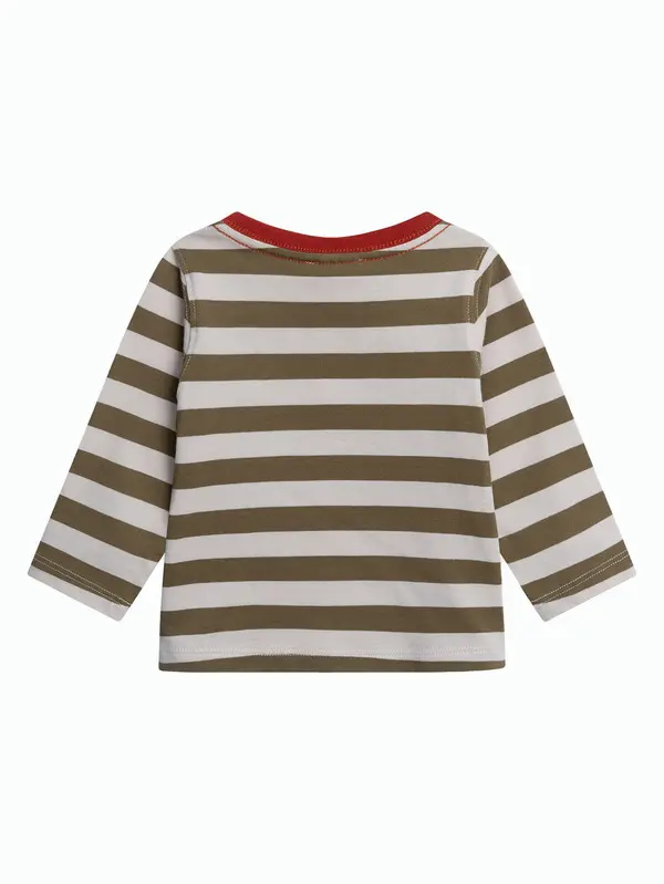 Striped T-Shirt with Animal Pocket 1 Image