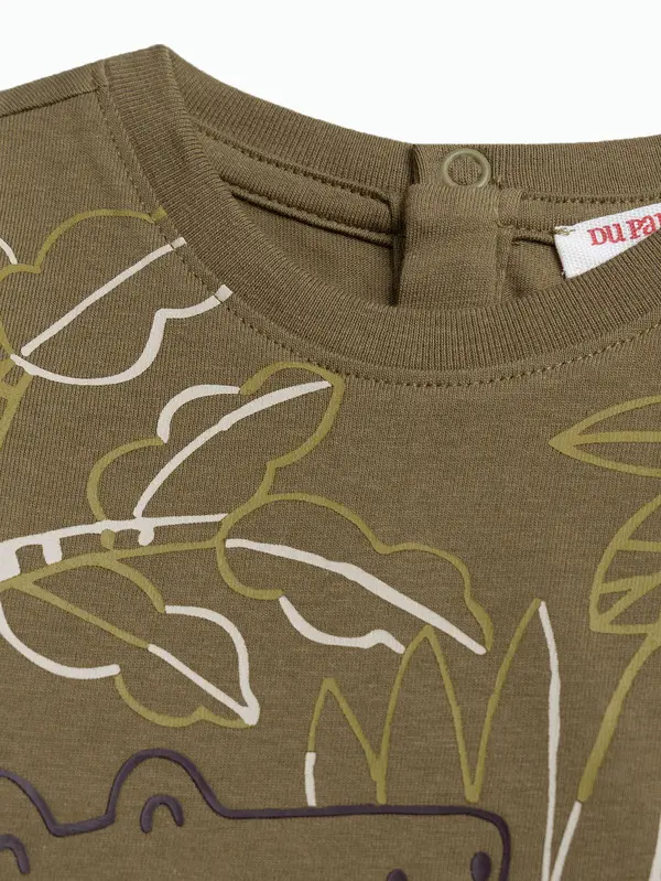 Colorblock Long-Sleeved Baby T-Shirt with Jungle Animal Graphic 1 Image