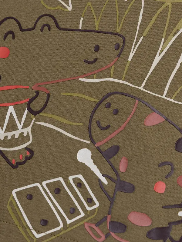 Colorblock Long-Sleeved Baby T-Shirt with Jungle Animal Graphic 3 Image