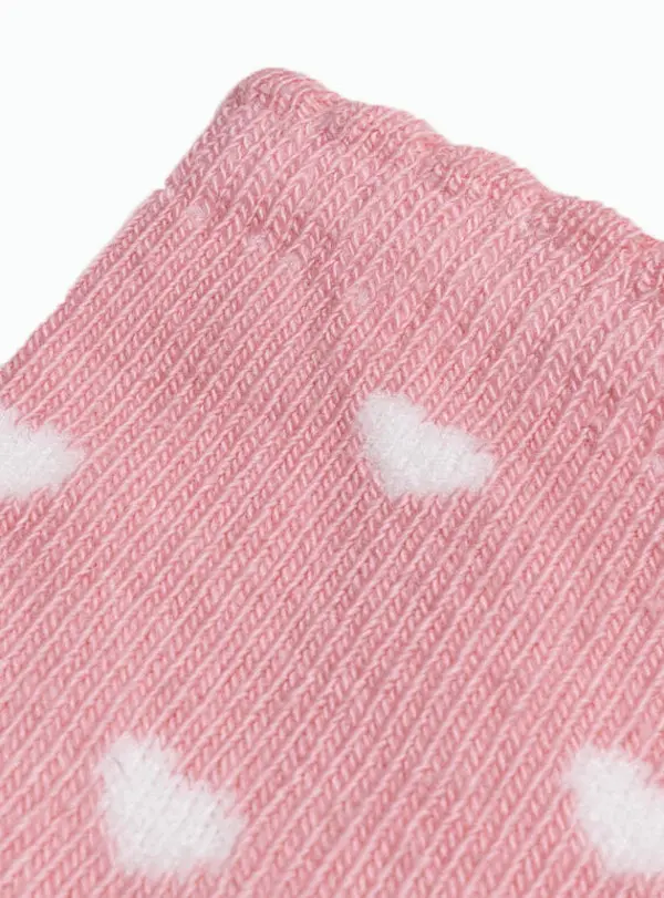 Heart Print Socks with Scalloped Cuffs 1 Image