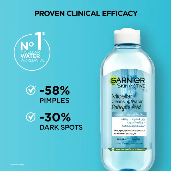 Garnier Fast Clear Micellar Water with Salicylic Acid for Acne Prone Skin 400ml 5 Image