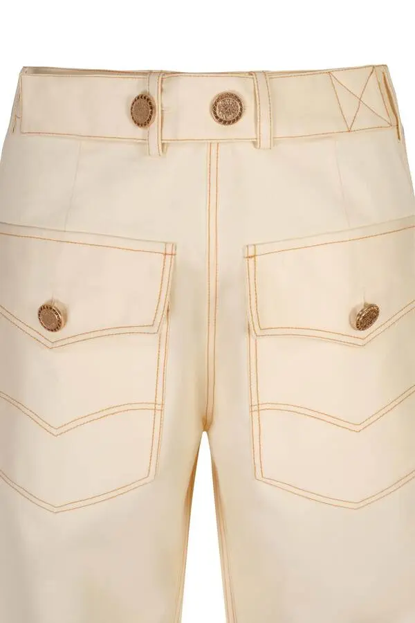 Mid Rise Waist Trousers with Buttoned Belt 1 Image