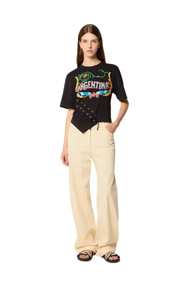 Mid Rise Waist Trousers with Buttoned Belt 2 Image