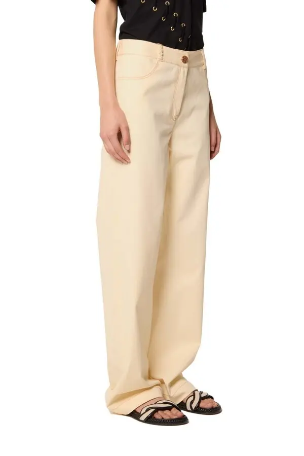 Mid Rise Waist Trousers with Buttoned Belt 3 Image