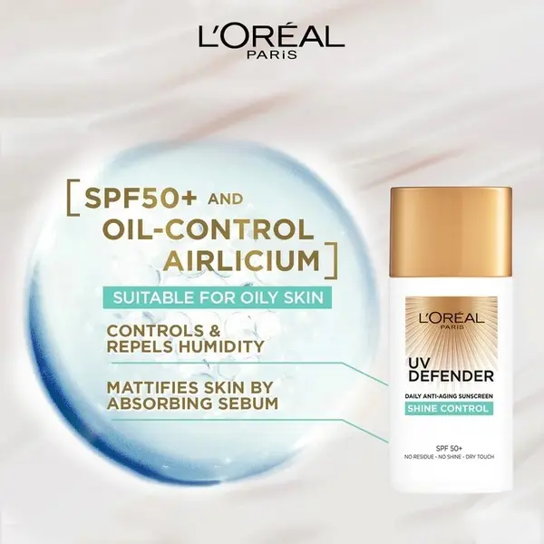 L’Oréal Paris UV Defender Sunscreen SPF50+/PA++++  - Shine Control  2 Image