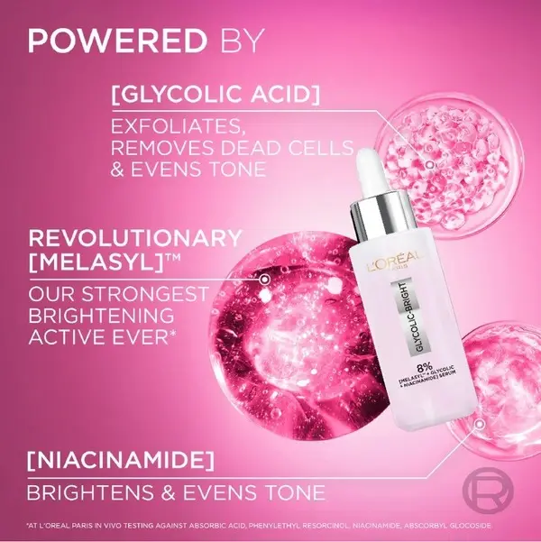 L’Oréal Paris Glycolic Bright Serum with 8% [Melasyl  + Glycolic Acid + Niacinamide] face serum for Dark Spots & Brightening 30ml 5 Image