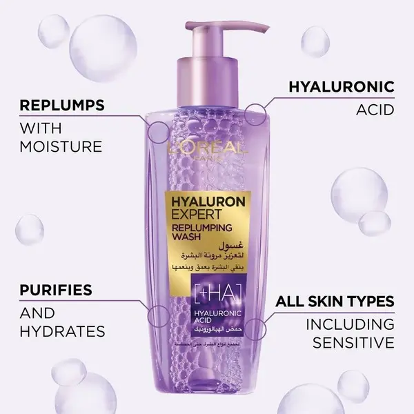 L'Oréal Paris, Hyaluron Expert, Replumping Cleansing Gel Wash with Hyaluronic Acid 1 Image