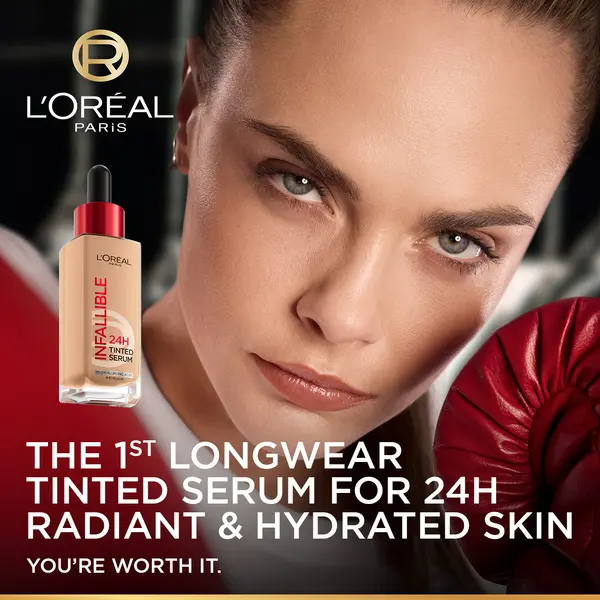 L’Oréal Paris Infallible 24H Tinted Serum with 1% Hyaluronic Acid for Radiant Hydrated Skin, Light to Medium Coverage, 30ml 8 Image