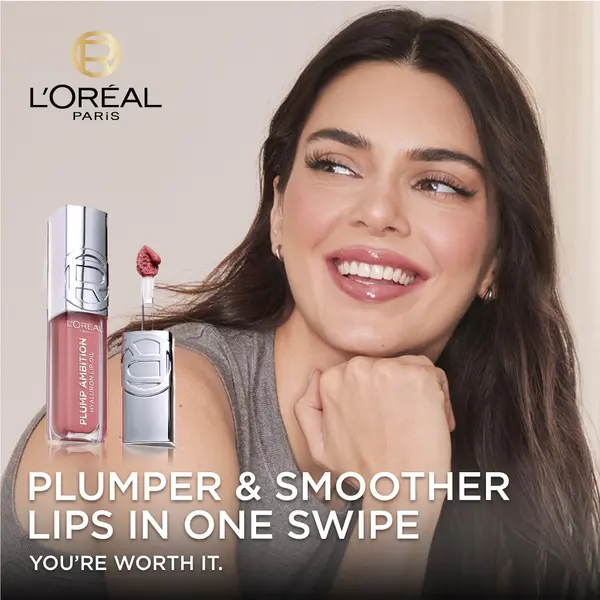 L’Oréal Paris Plump Ambition Hyaluron Lip Oil, 24HR Hydration and Volumizing Shine  6 Image