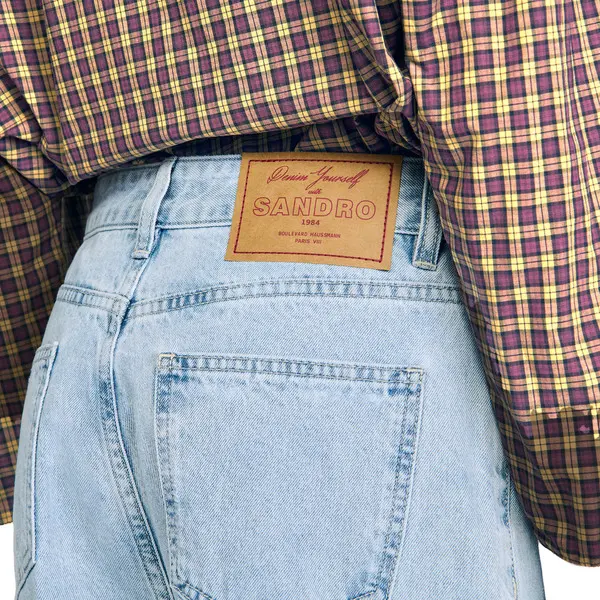 Straight-leg wide jeans in faded denim with patch pockets  3 Image