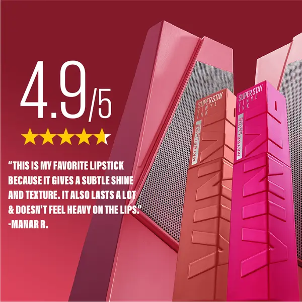 Maybelline New York Super Stay Vinyl Ink Long lasting 16 Hour Wear, No Budge, Instant Shine Lipstick 4 Image
