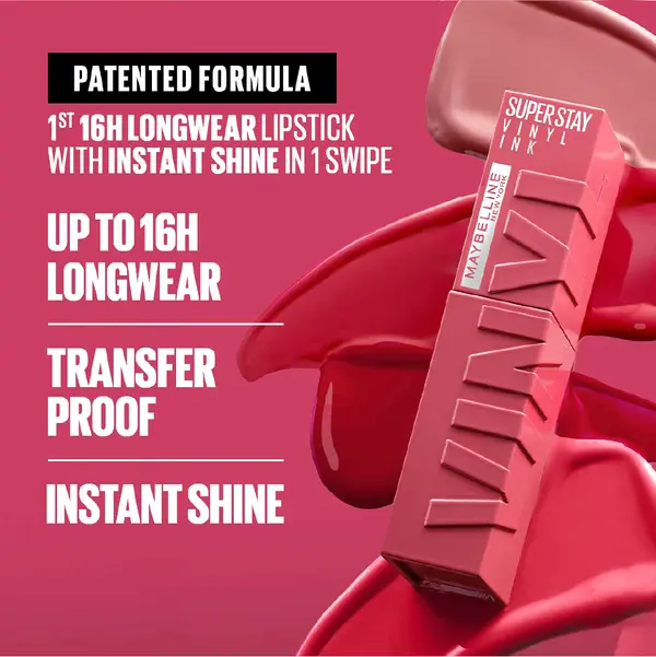 Maybelline New York Super Stay Vinyl Ink Long lasting 16 Hour Wear, No Budge, Instant Shine Lipstick 2 Image