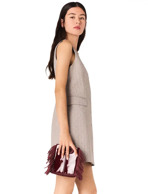 Short tailored-style dress with striped rhinestones 2 Image