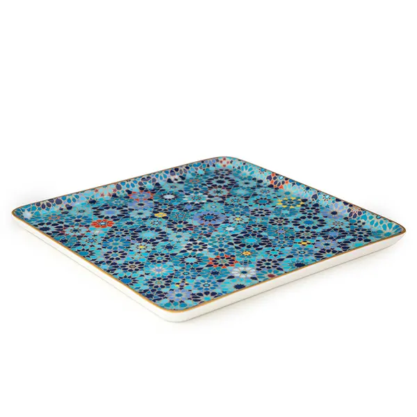 Square Platter Large Moucharabieh Blue - 25 cm 1 Image