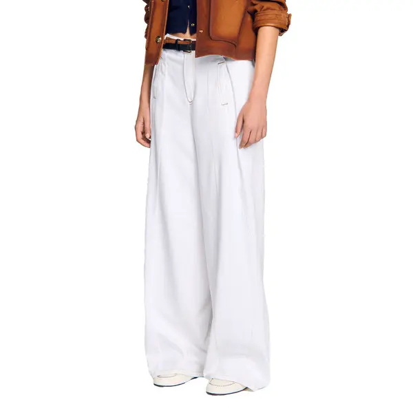 Topstitched wide-leg jeans 2 Image