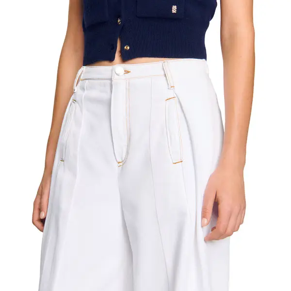 Topstitched wide-leg jeans 1 Image