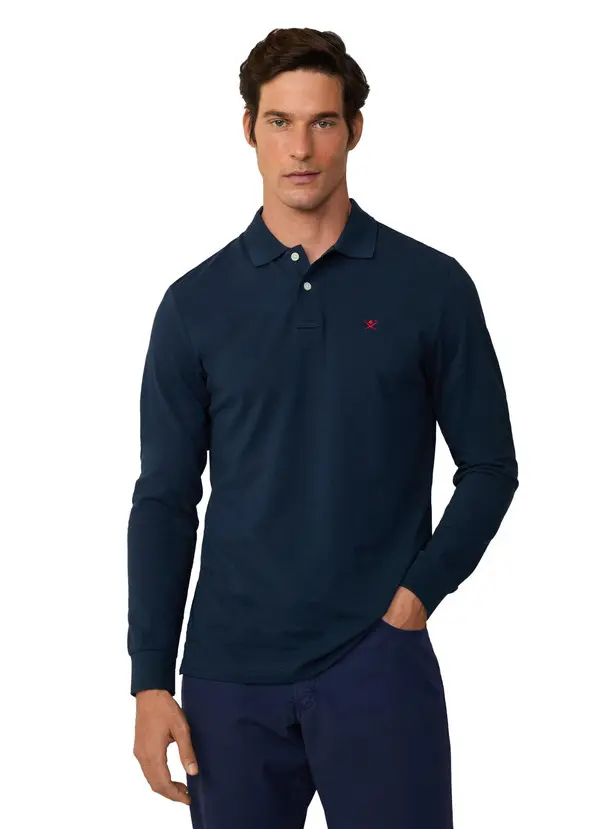 Slim Fit Long Sleeve Pique Polo 3 Image
