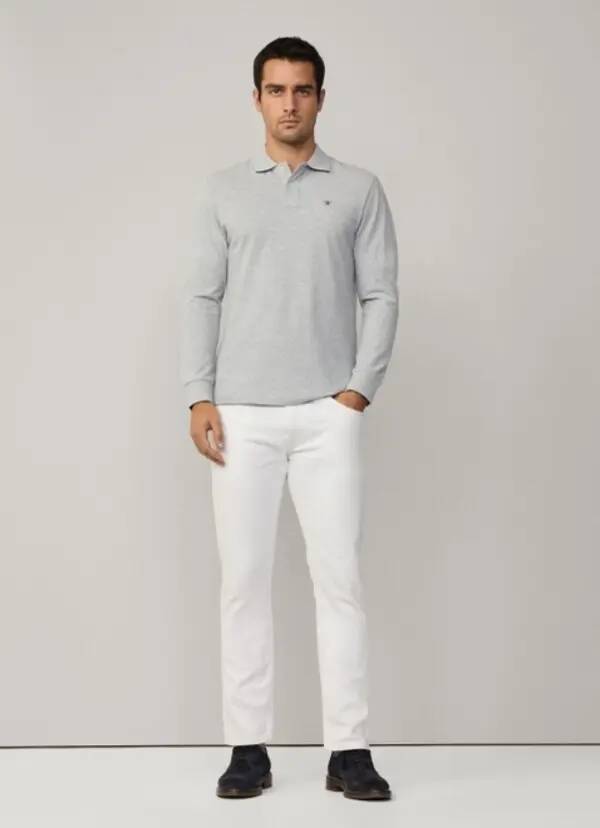 Slim Fit Long Sleeve Pique Polo 3 Image