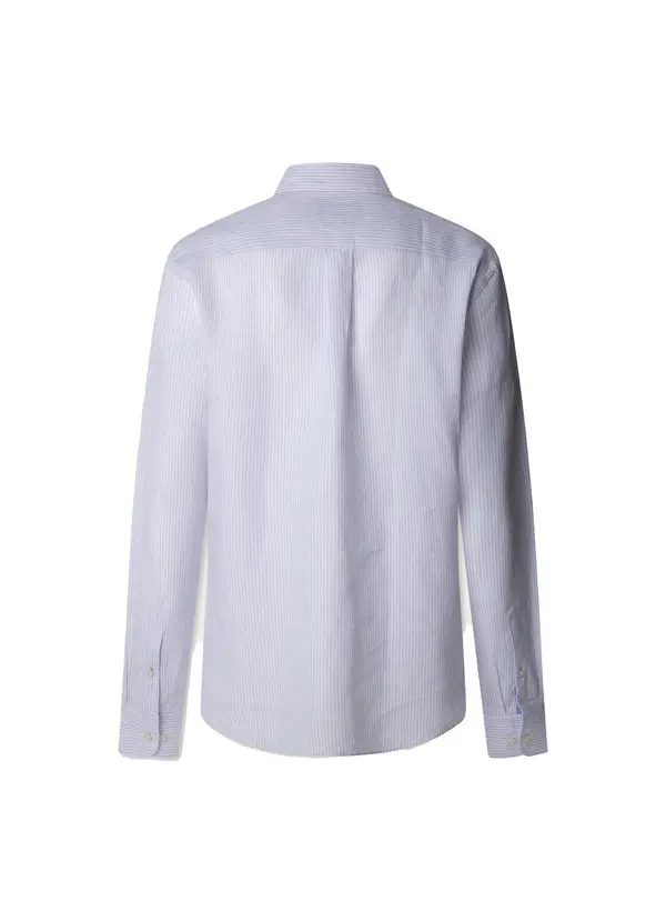 Classic Fit Linen Striped Shirt 1 Image