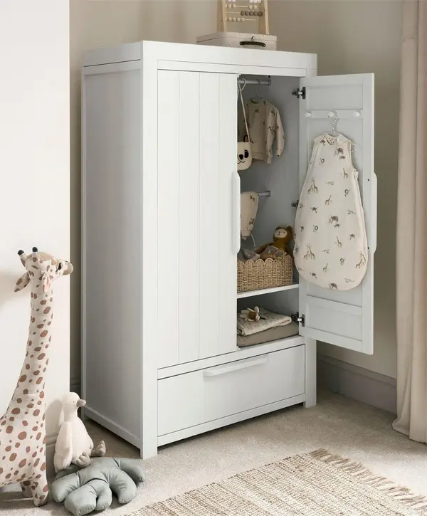  Franklin Nursery Wardrobe - White Wash 3 Image