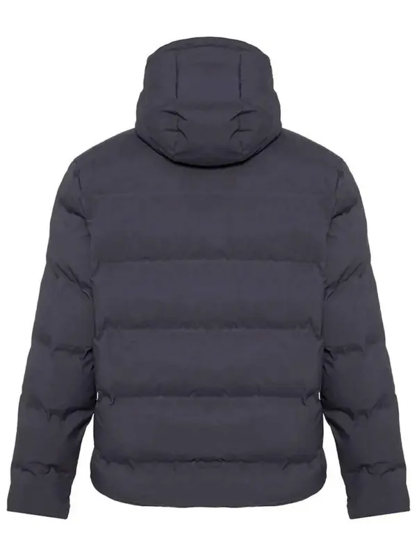 Hooded puffer jacket with a branded chest stripe  3 Image