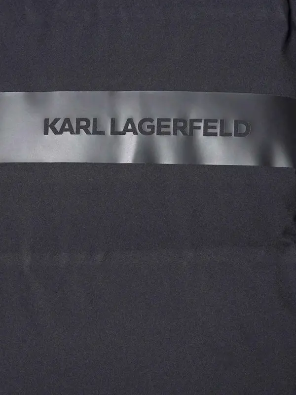 Hooded puffer jacket with a branded chest stripe  1 Image