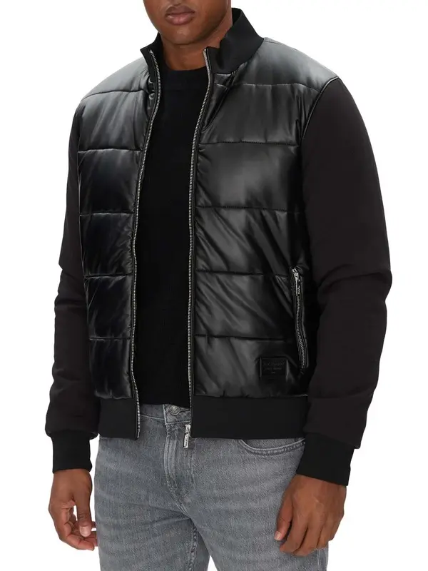 quilted jacket with knit sleeves 1 Image