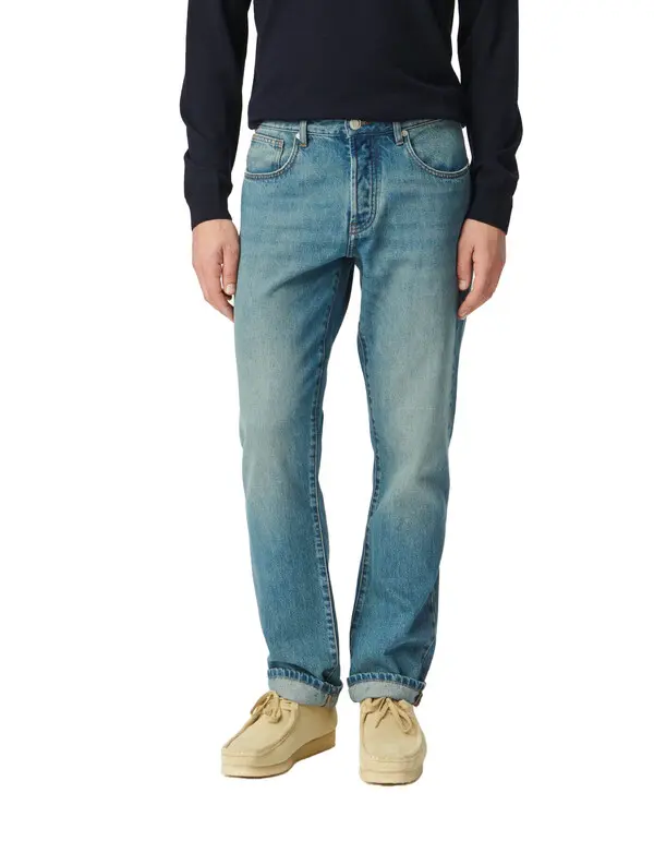 Washed Blue Straight Jeans 2 Image