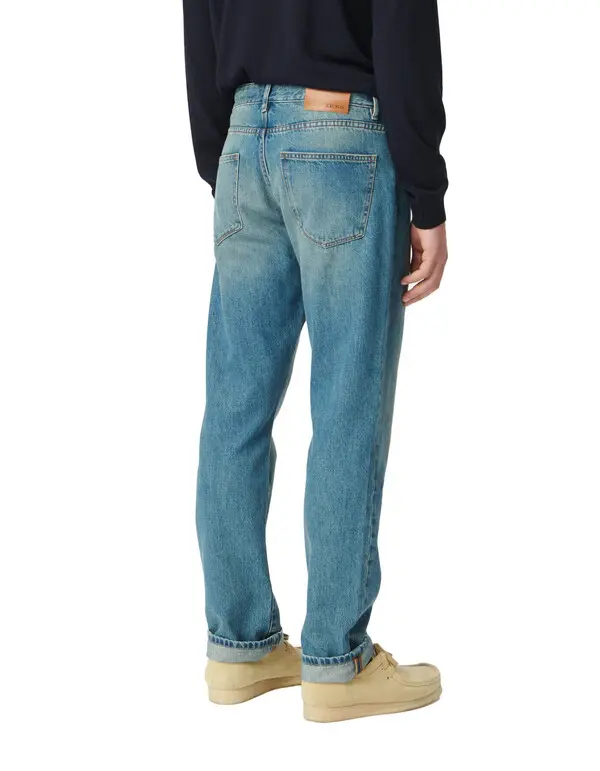 Washed Blue Straight Jeans 4 Image