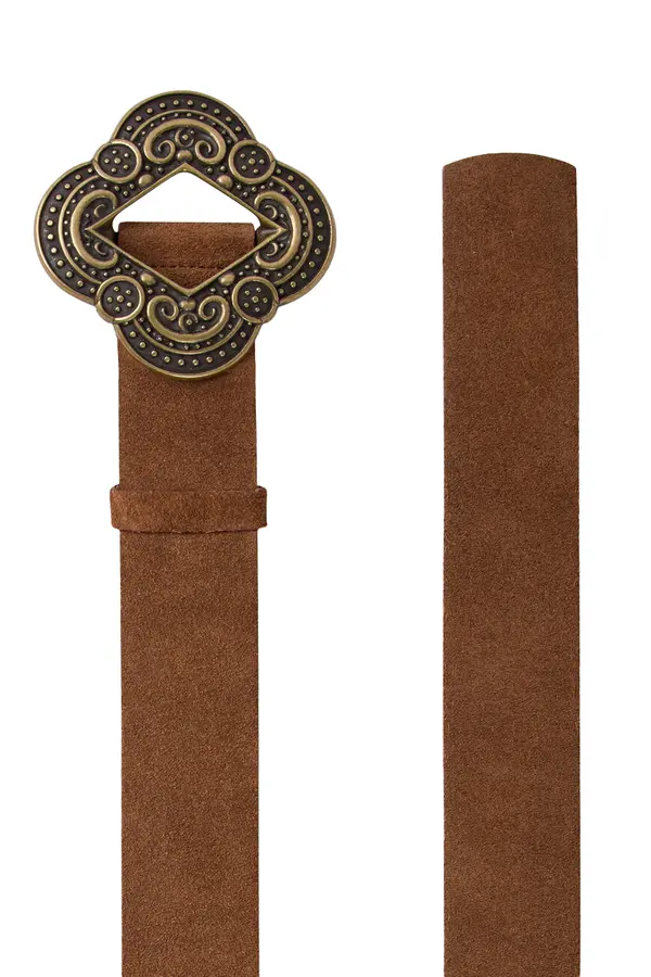 Wide Buckle Suede Belt 2 Image