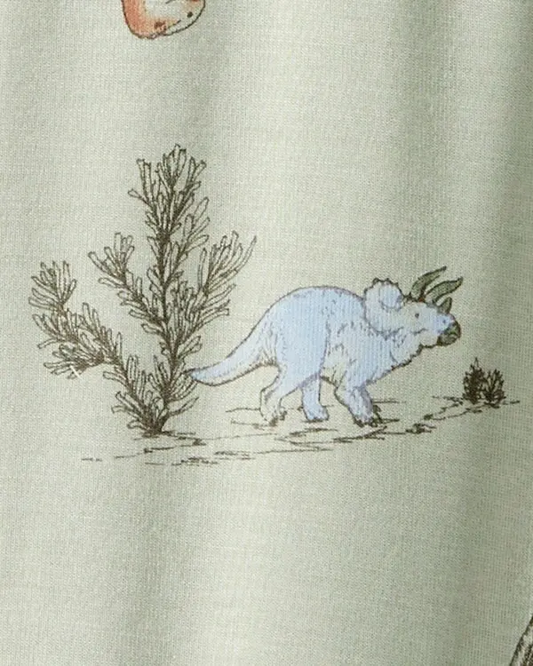 Dinosaur Print PurelySoft Long-Sleeve 2-Way Zip 1-Piece Pajamas  1 Image