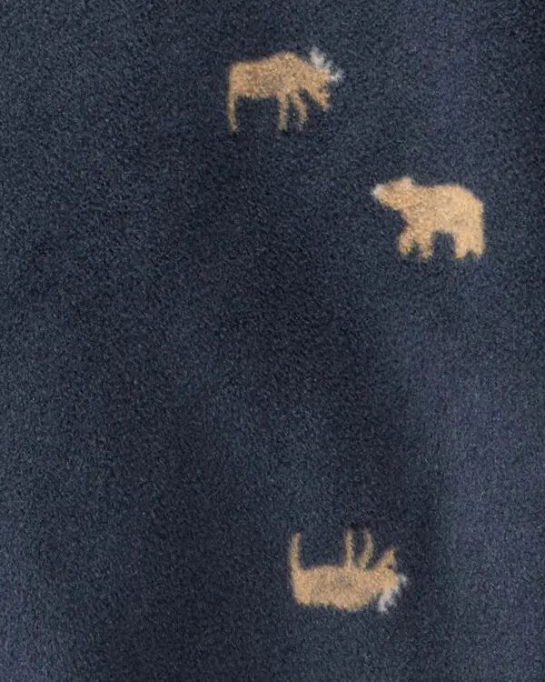 Boy Moose & Bear Loose Fit Long-Sleeve 1-Piece Pajamas 1 Image