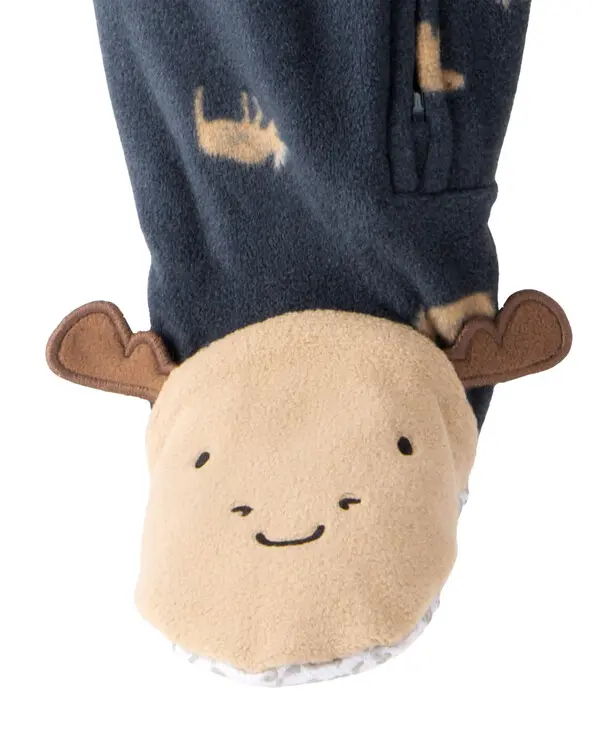 Boy Moose & Bear Loose Fit Long-Sleeve 1-Piece Pajamas 2 Image