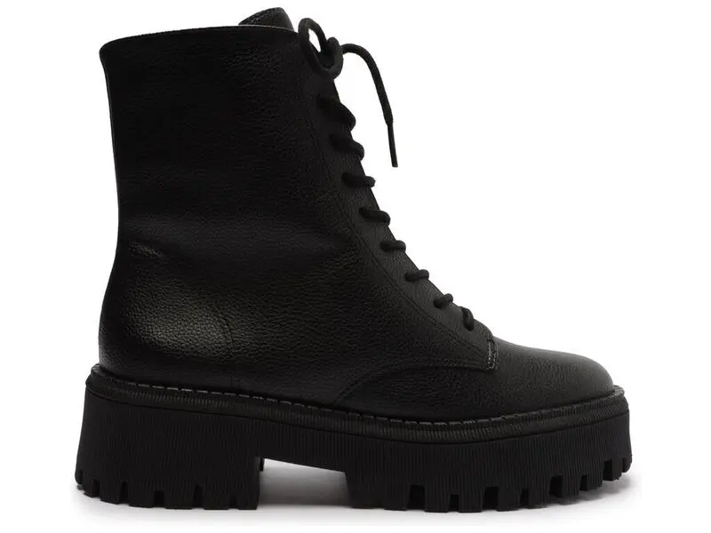 Leather Lace-Up Combat Boot with Chunky Sole 1 Image