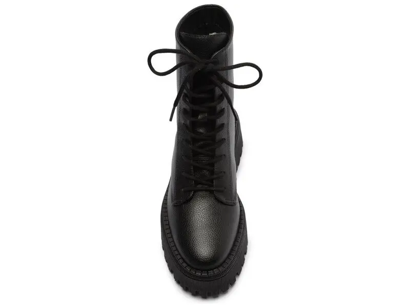 Leather Lace-Up Combat Boot with Chunky Sole 2 Image