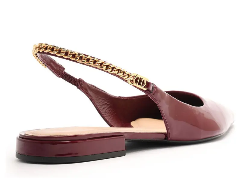 Patent Leather Slingback Flats with Gold Chain 4 Image