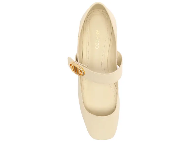 Leather Mary Jane Flats with Gold Buckle 4 Image