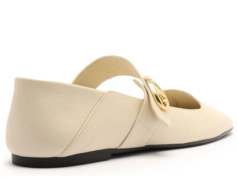 Leather Mary Jane Flats with Gold Buckle 5 Image