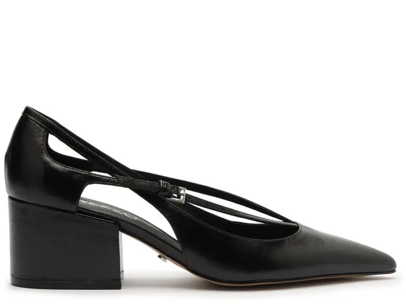 Leather Cut-Out Block Heel Pump 1 Image