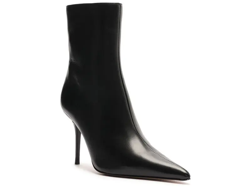 Leather Pointed-Toe Ankle Boots with Stiletto Heels 1 Image