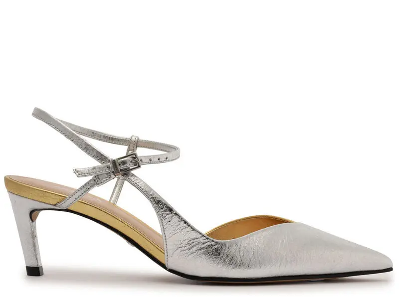 Pointed-Toe Ankle Strap Kitten Heels 1 Image