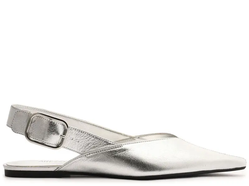 Leather Slingback Flats with Gold Buckle 1 Image