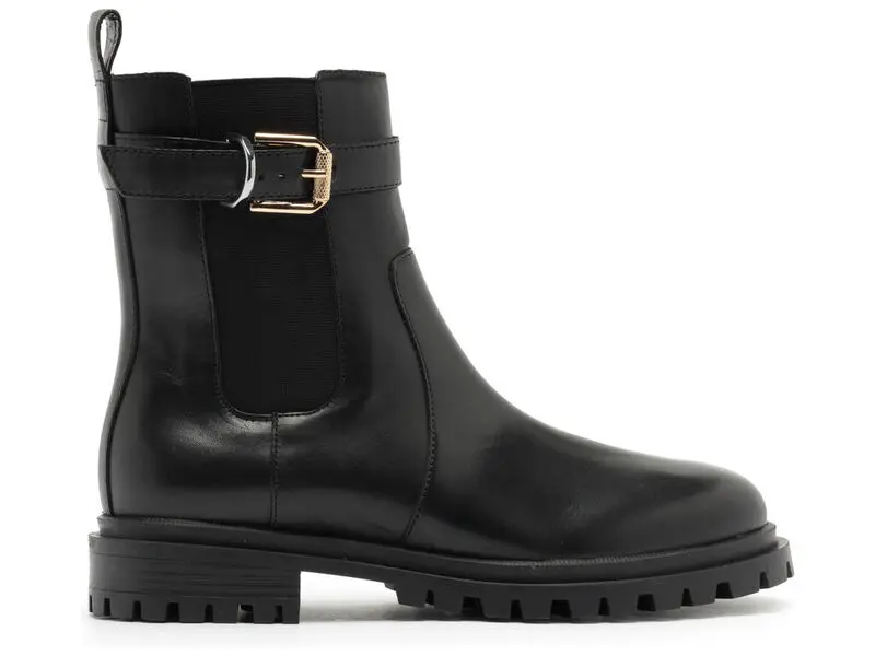 Leather Lug Sole Chelsea Boots with Buckle Strap 1 Image