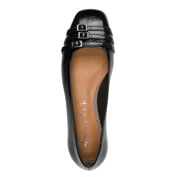 Patent Leather Loafer Flats with Triple Buckle Straps 1 Image